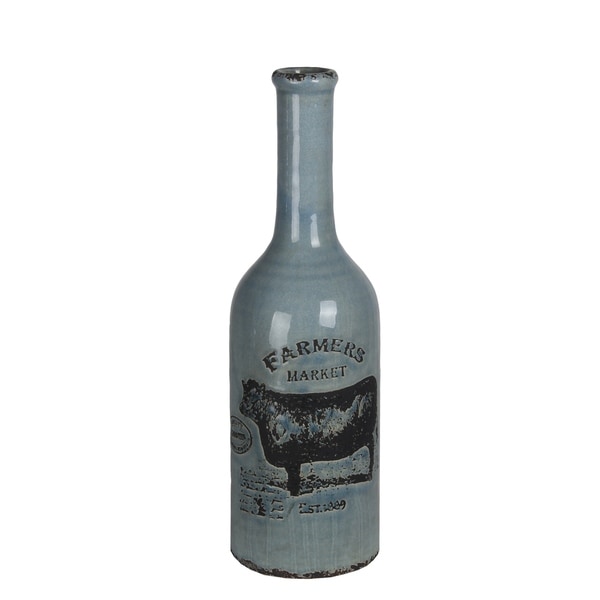 Small Blue Ceramic Farmhouse Vase