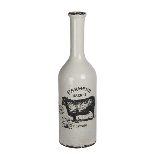 Large White Ceramic Farmhouse Vase