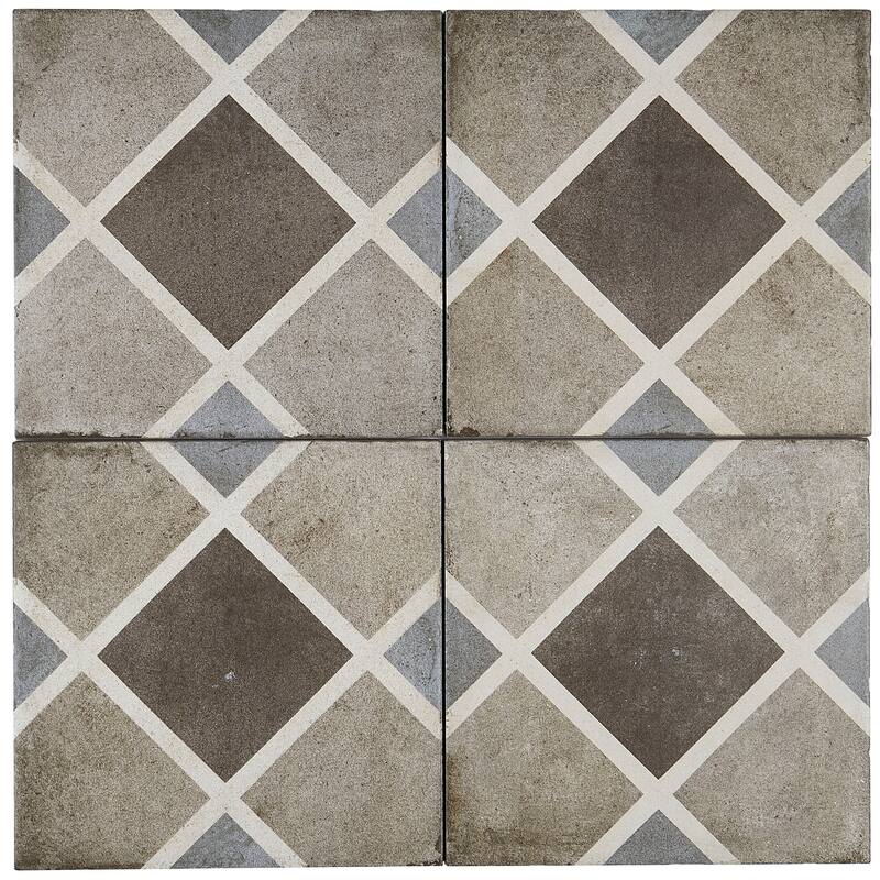 Porcelain Cement Look 8 x 8 inch Cool Blend Decorative Tile in Rombo