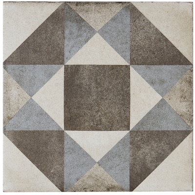 Porcelain Cement Look 8 x 8 inch Cool Blend Decorative Tile in Figura