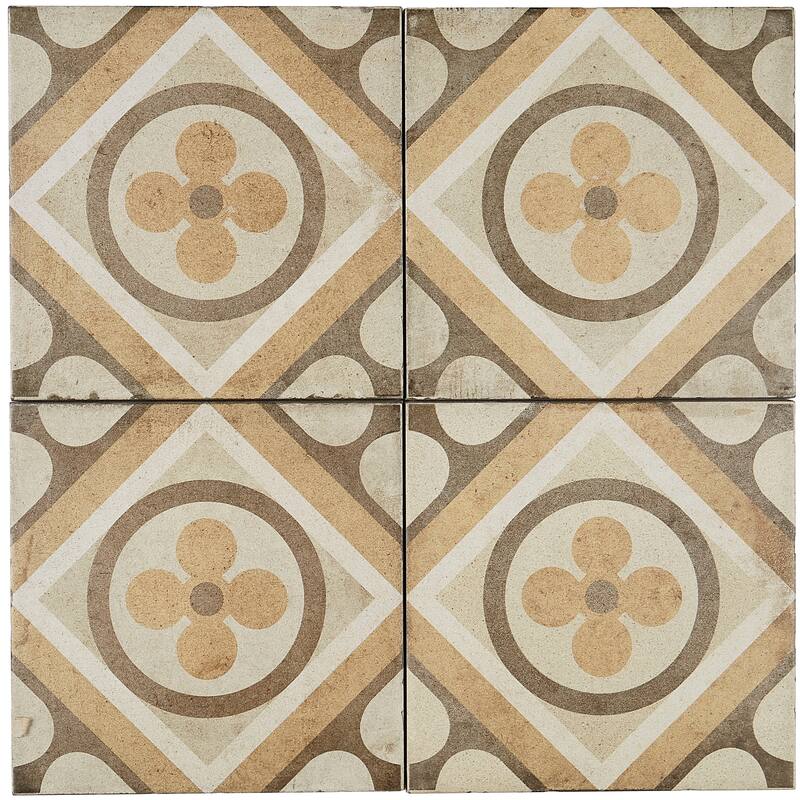Porcelain Cement Look 8 x 8 inch Warm Blend Decorative Tile in Petalo