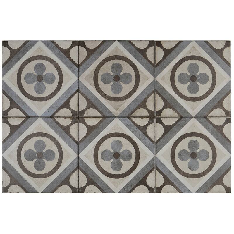 Porcelain Cement Look 8 x 8 inch Cool Blend Decorative Tile in Petalo