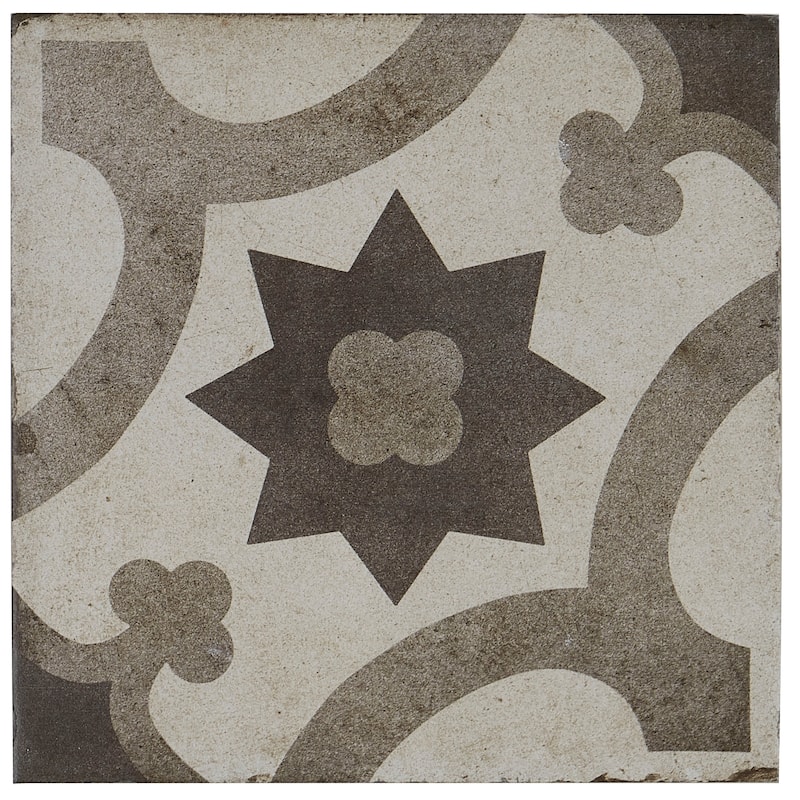 Porcelain Cement Look 8 x 8 inch Cool Blend Decorative Tile in Sole