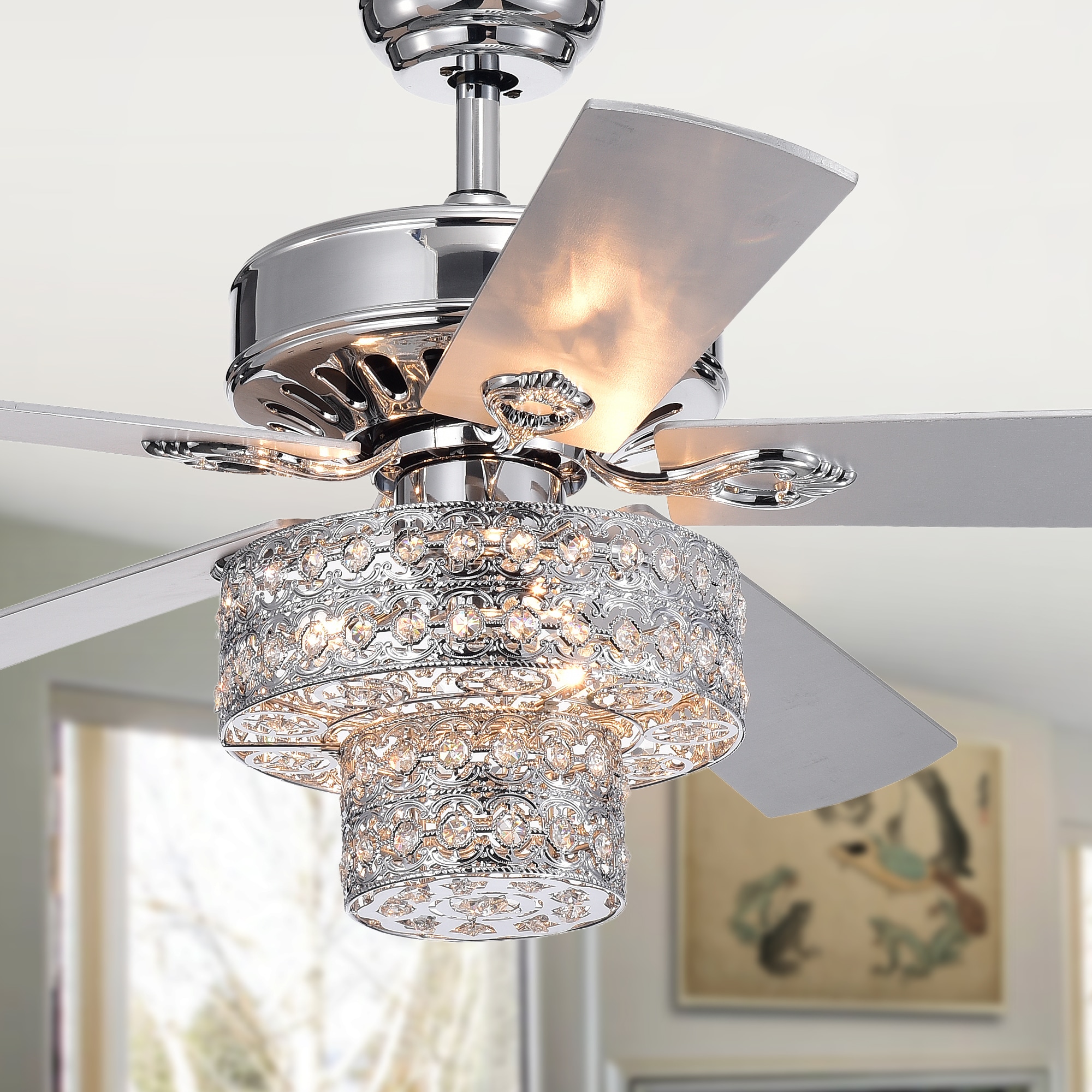 Warehouse of Tiffany Shang Chrome 52 inch 5 Blade Ceiling Fan
