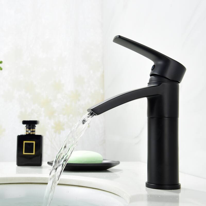 Ariana 7" Single Hole Bathroom Sink Faucet with Swivel Spout - Matte Black