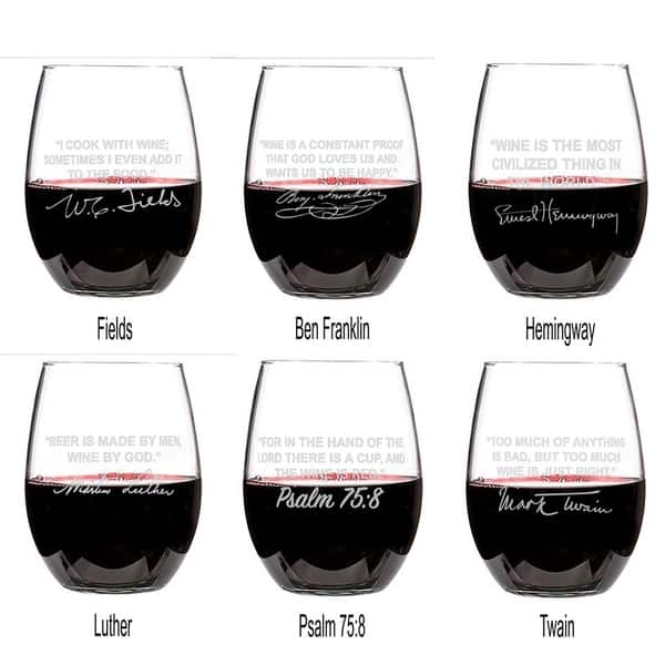 Famous Wine Sayings Personalized Etched Wine Glasses - Six (6) Best Selling  Sayings - Bed Bath & Beyond - 22994962