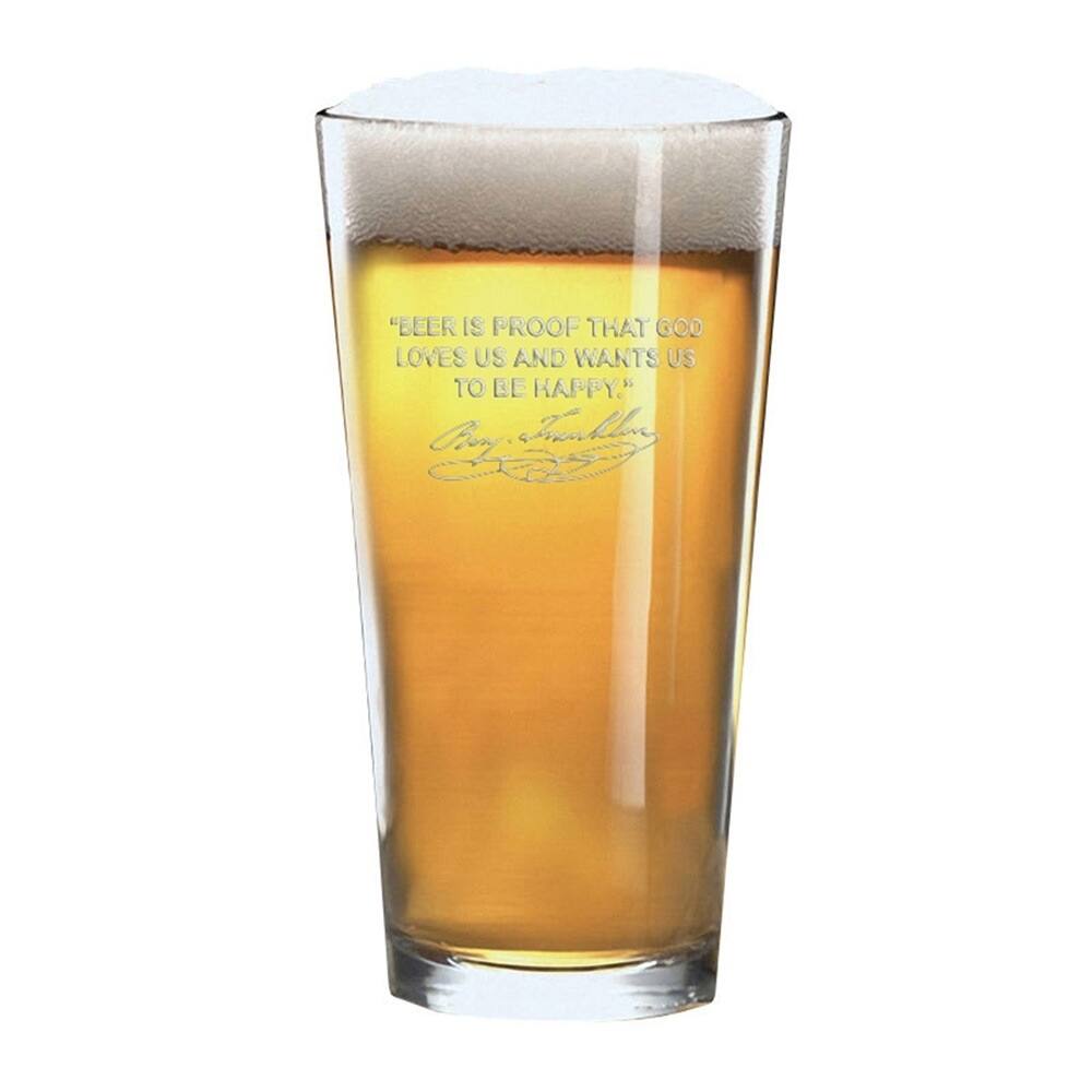 Famous Beer Quotes Personalized Beer Pint Glasses - Benjamin Franklin (2 glasses)