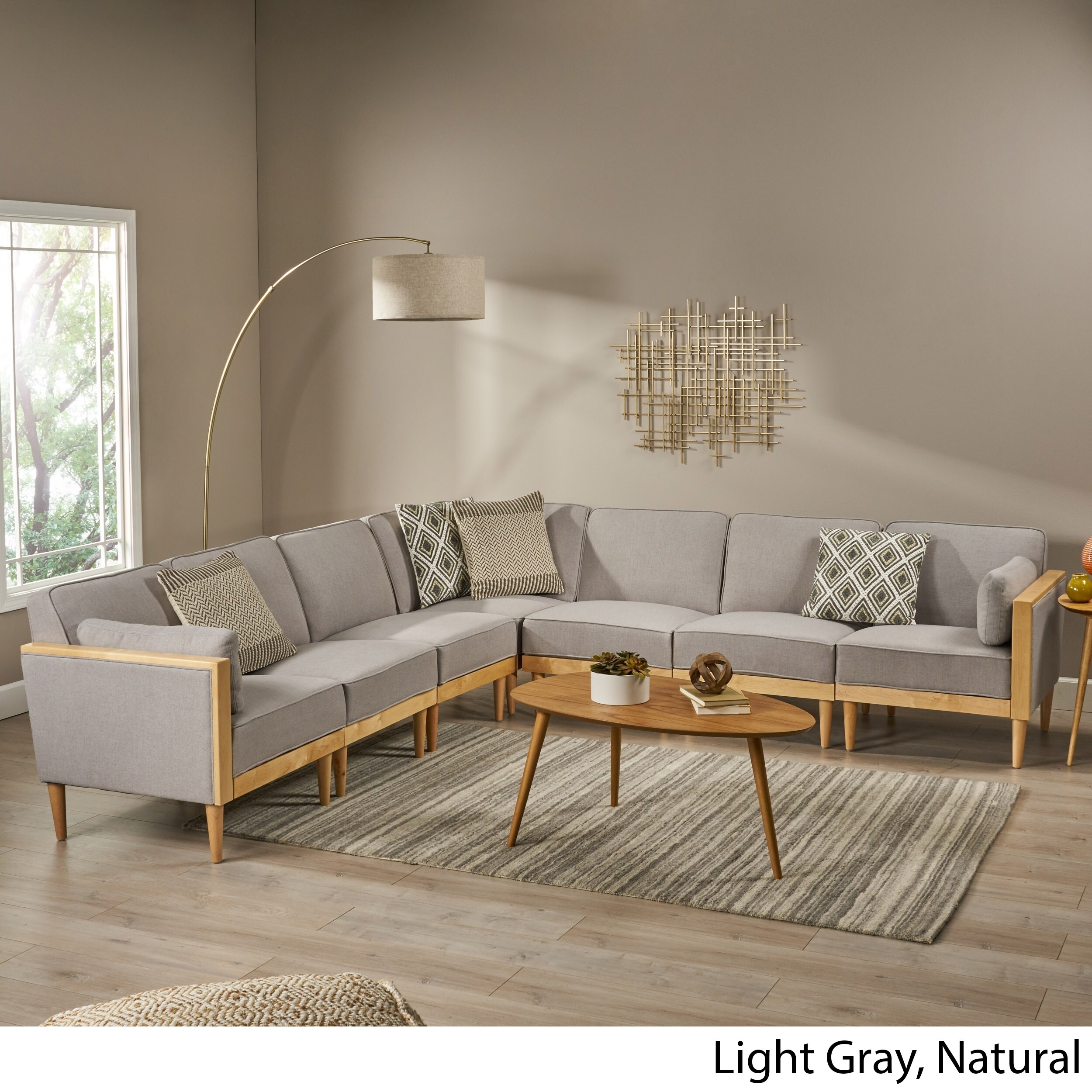 Pembroke Mid Century Modern Fabric Upholstered 7 Piece Pembroke Mid Century Modern Fabric