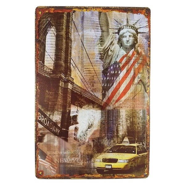 Vintage Statue of Liberty Metal Sign 8" x 12"