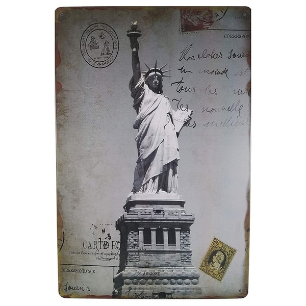 Vintage Statue of Liberty Metal Sign 8" x 12"