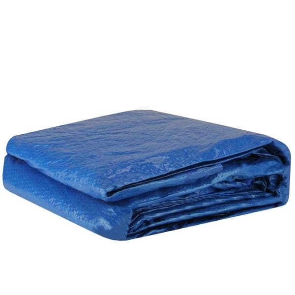 14.25' Durable Blue Apertured Round Steel Frame Swimming Pool Cover with  Rope Ties - Bed Bath & Beyond - 22997778