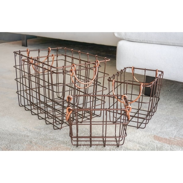 4-Piece Rectangular Metal Wire Nesting Basket Set by Handcrafted 4 Home