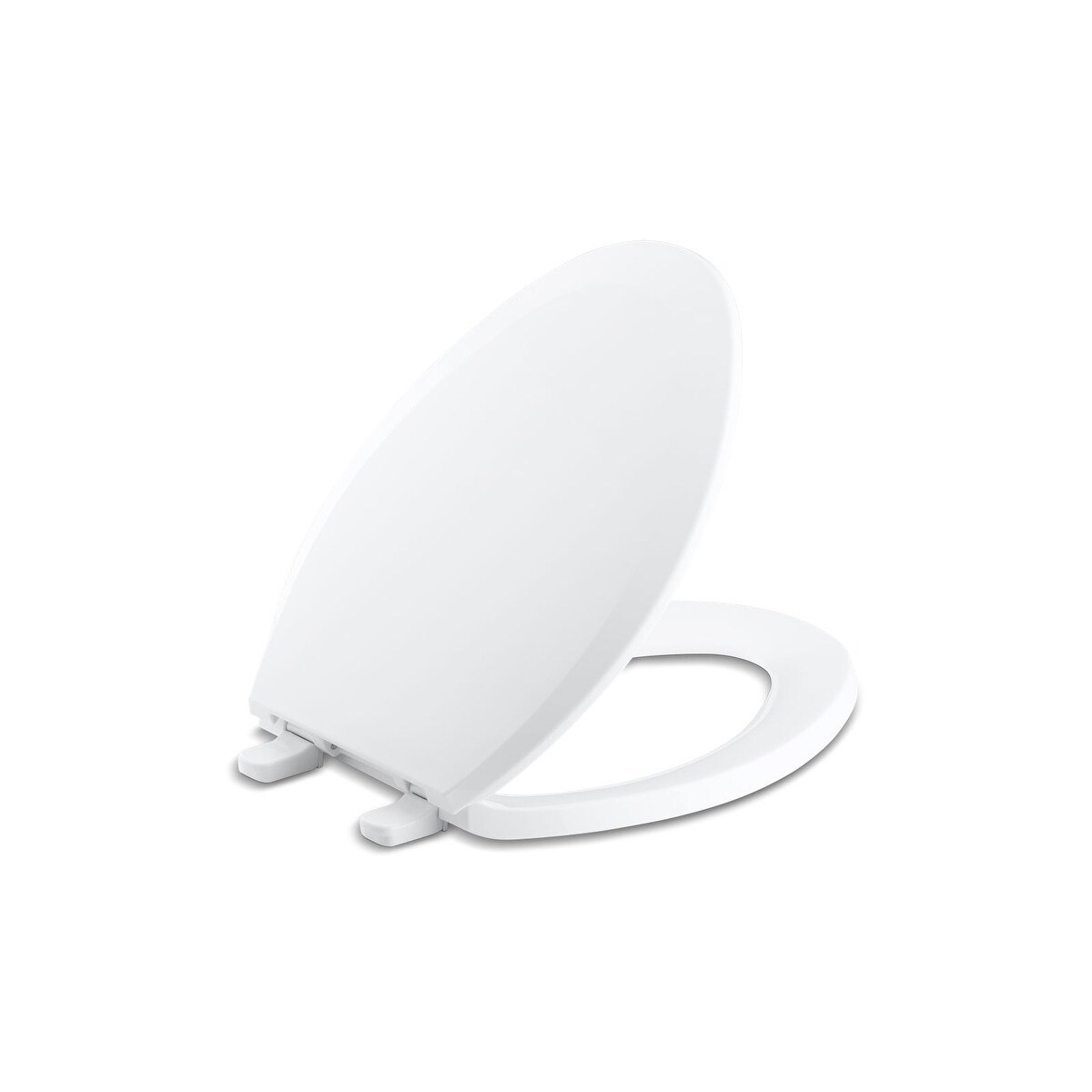 Elongated Slow-Close / Quick-Release Nightlight Seat in White