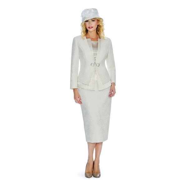 Giovanna Signature Women's Metallic Brocade 3-piece Skirt Suit