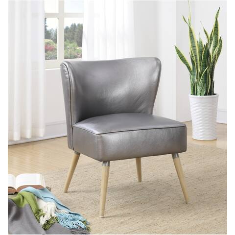 Amity Side Chair in Sizzle Pewter Fabric with Solid Wood Legs