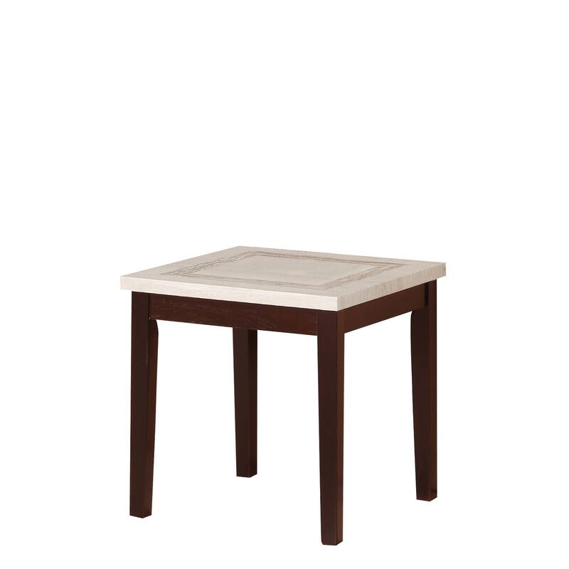 29.5 Inch Ivory Faux Marbelized Granite End Table