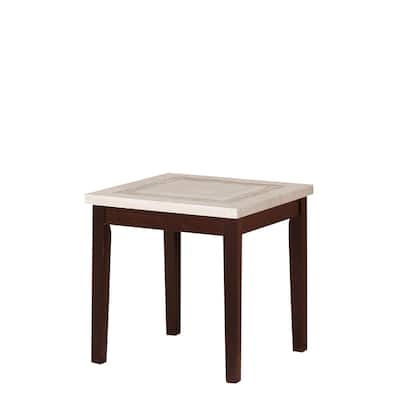 29.5 Inch Ivory Faux Marbelized Granite End Table