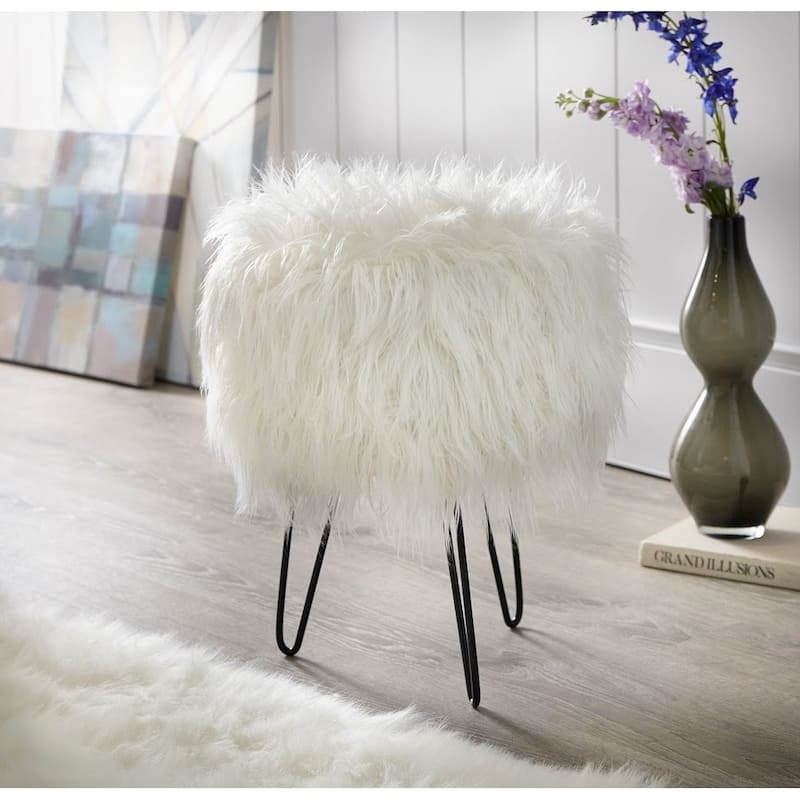 Simple Living Patrice Round Stool - White