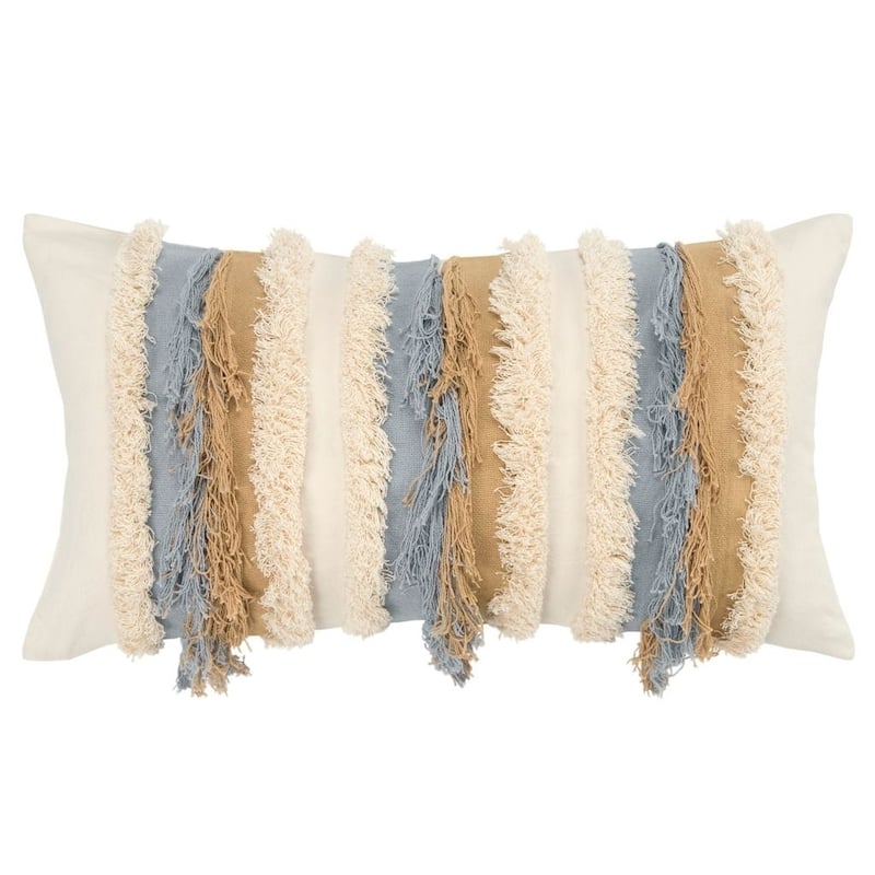 Natural/ Multi-Colored Stripe Natural Decorative Pillow Cover