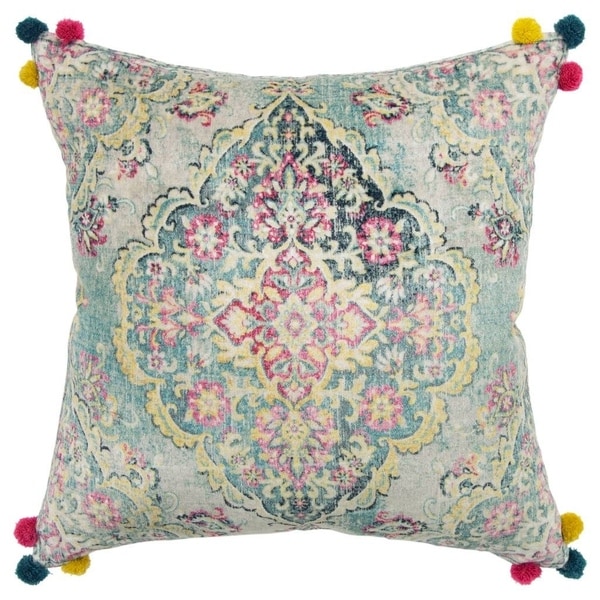 Rizzy Home Medallion Nutral/Multi Decorative Poly Filled Pillow - 20"x20"
