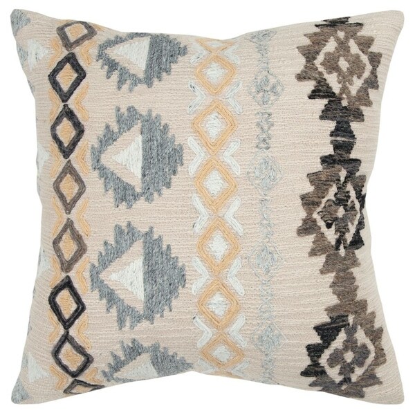 Rizzy Home Geometric Natural Decorative Down Filler Pillow - 20"x20"