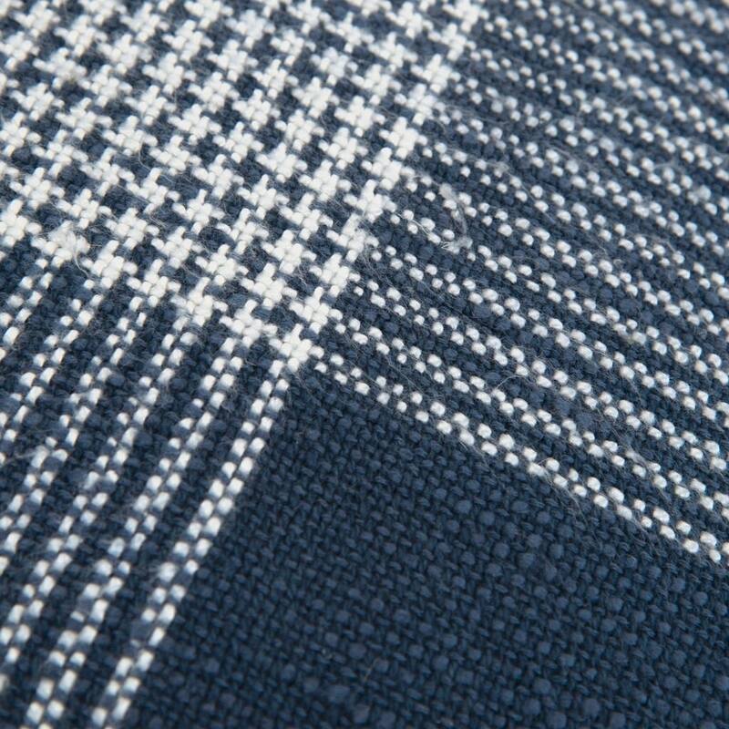 Plaid Indigo/White Decorative Pillow Cover