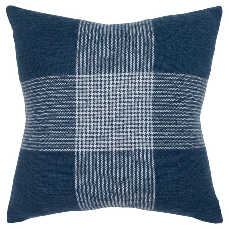 Plaid Indigo/White Decorative Pillow Cover
