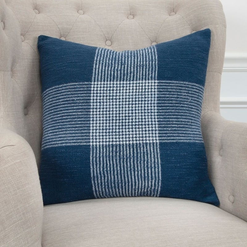 Plaid Indigo/White Decorative Pillow Cover