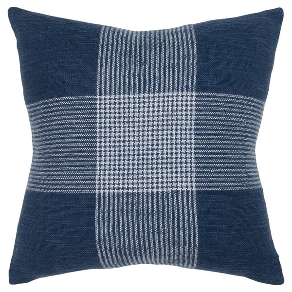 Rizzy Home Plaid Indigo/White Decorative Poly Filled Pillow - 20"x20"