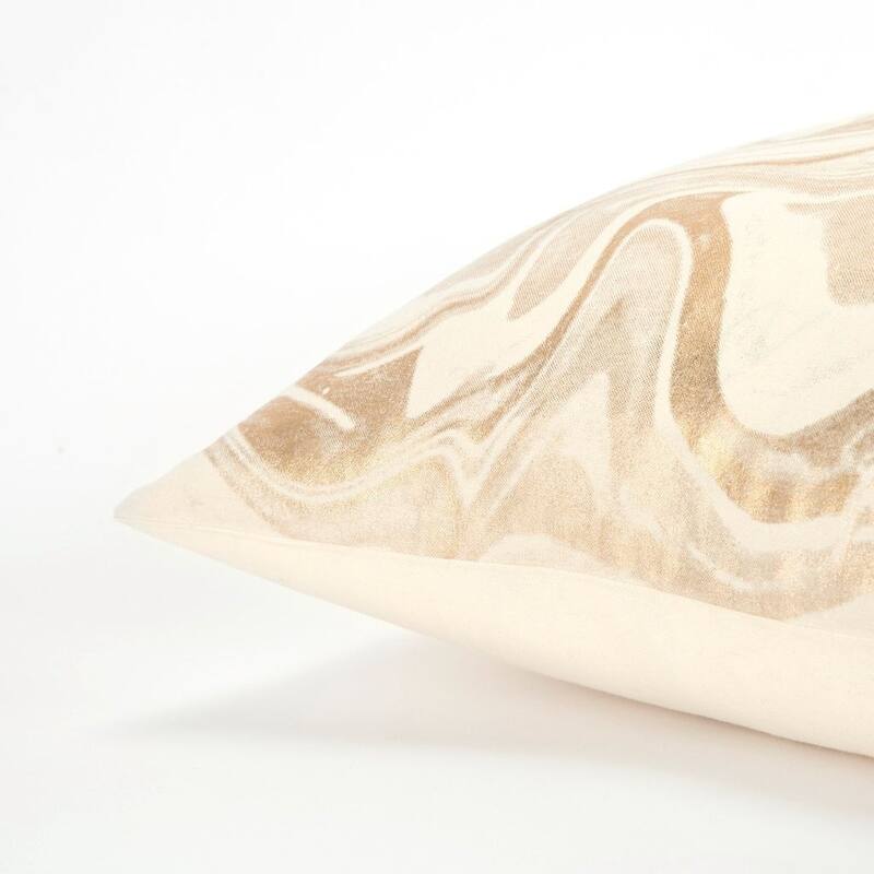 Abstract Ivory/Gold Decorative Down Filler Pillow