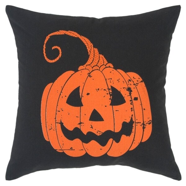 Rizzy Home Pumpkin Orange/Black Decorative Down Filler Pillow - 20"x20"