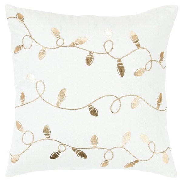 Rizzy Home Light strand White/Gold metallic Decorative Down Filler Pillow - 20"x20"