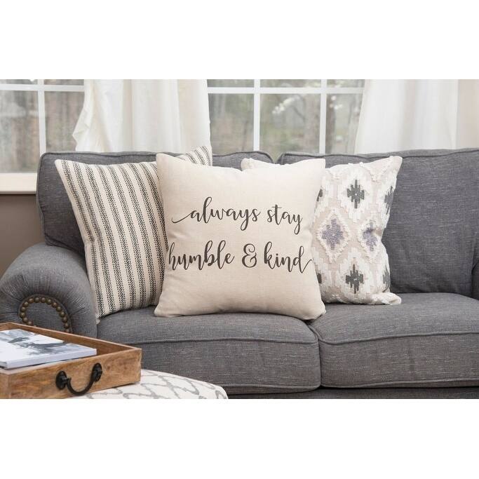 "Always Stay Humble & kind" Natural Decorative Pillow Cover