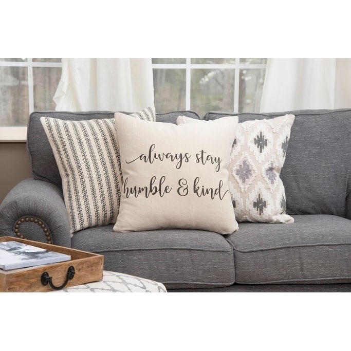 "Always Stay Humble & kind" Natural Decorative Pillow Cover