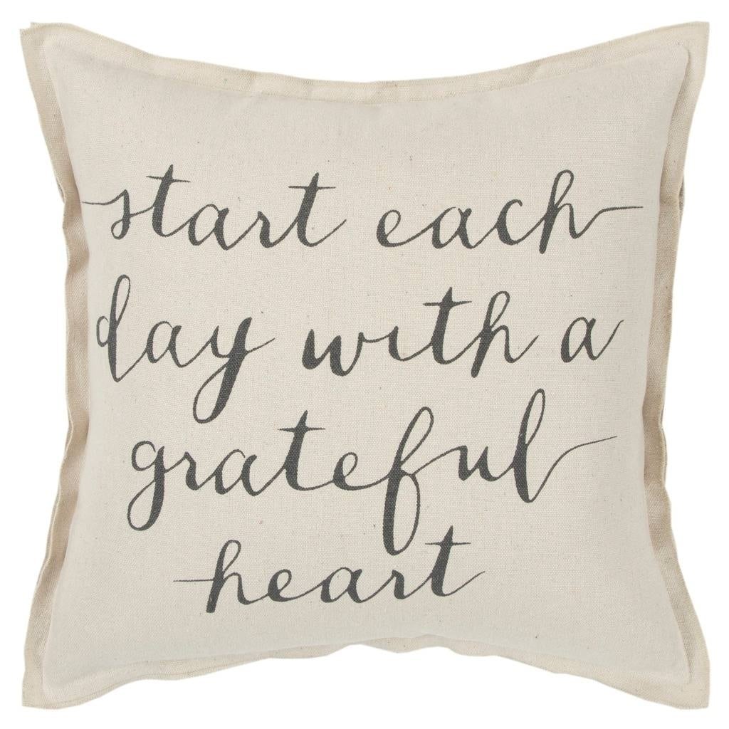 "Start each day with a grateful heart" Decorative Pillow
