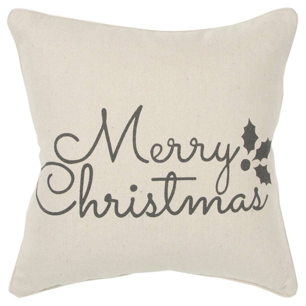 Rizzy Home Holiday sentiment Natural Decorative Poly Filled Pillow - 20"x20"