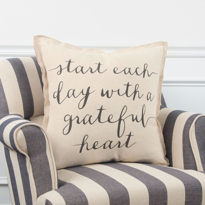 "Start each day with a grateful heart" Pillow Cover