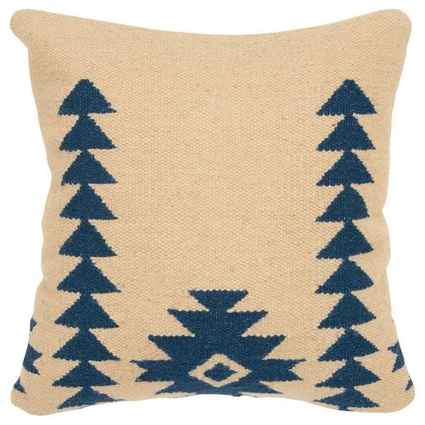 Rizzy Home Aztek motif Navy Decorative Down Filler Pillow - 18"x18"