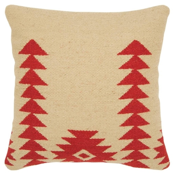 Rizzy Home Aztek motif Red Decorative Poly Filled Pillow - 18"x18"