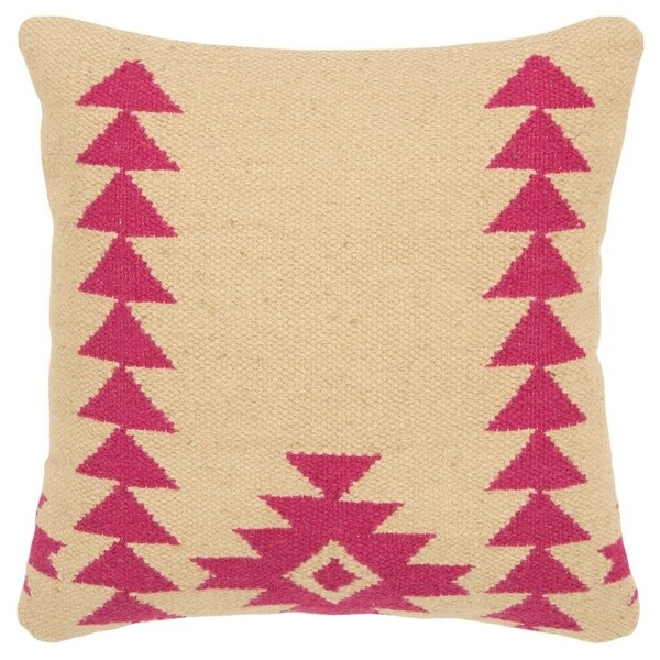 Rizzy Home Aztek motif Hot Pink Decorative Down Filler Pillow - 18"x18"