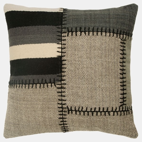 Rizzy Home Color block Grays Decorative Poly Filled Pillow - 20"x20"