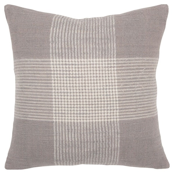 Rizzy Home Plaid Gray/White Decorative Down Filler Pillow - 20"x20"