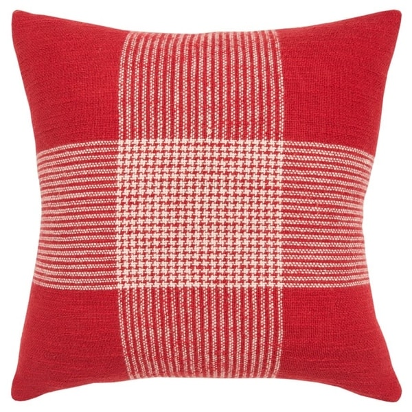 Rizzy Home Plaid Red/White Decorative Down Filler Pillow - 20"x20"