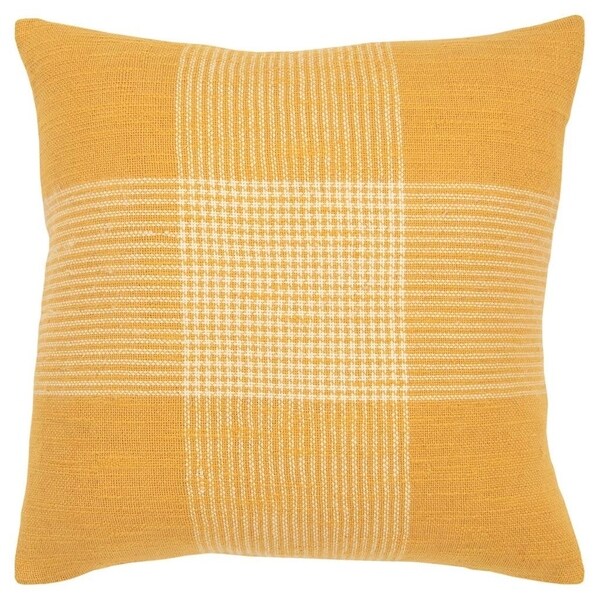 Porch & Den Cahalin Yellow and White Plaid Poly Filled 20-inch Throw Pillow