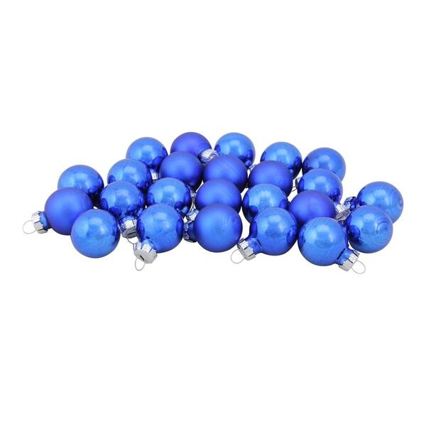 24-piece Shiny And Matte Royal Blue Glass Ball Christmas Ornament Set 1 