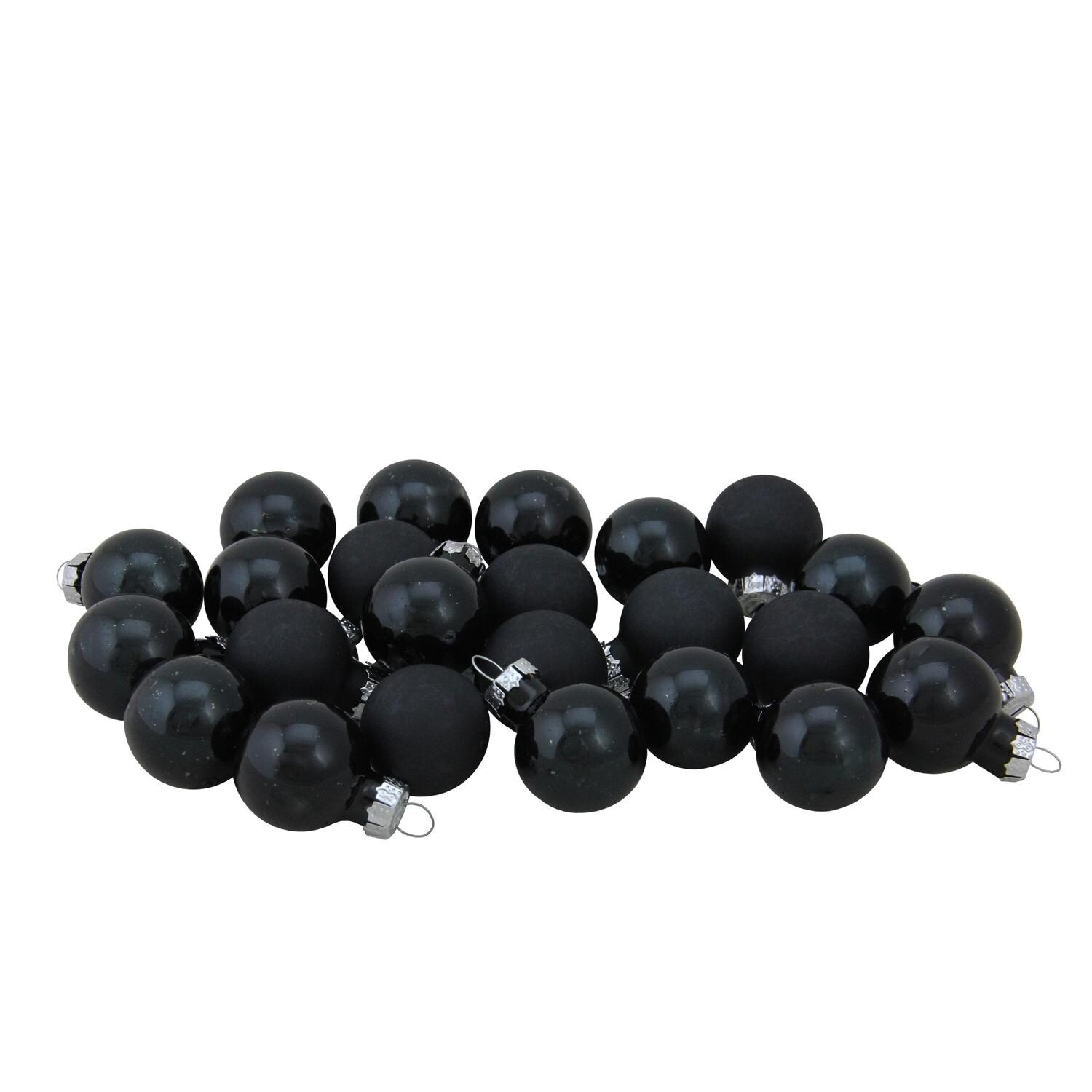 Black Ball Ornaments, Set of 24