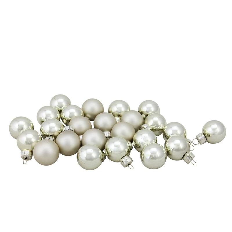24ct Shiny and Matte Champagne Gold Glass Ball Christmas Ornaments 1" (25mm) - Gold