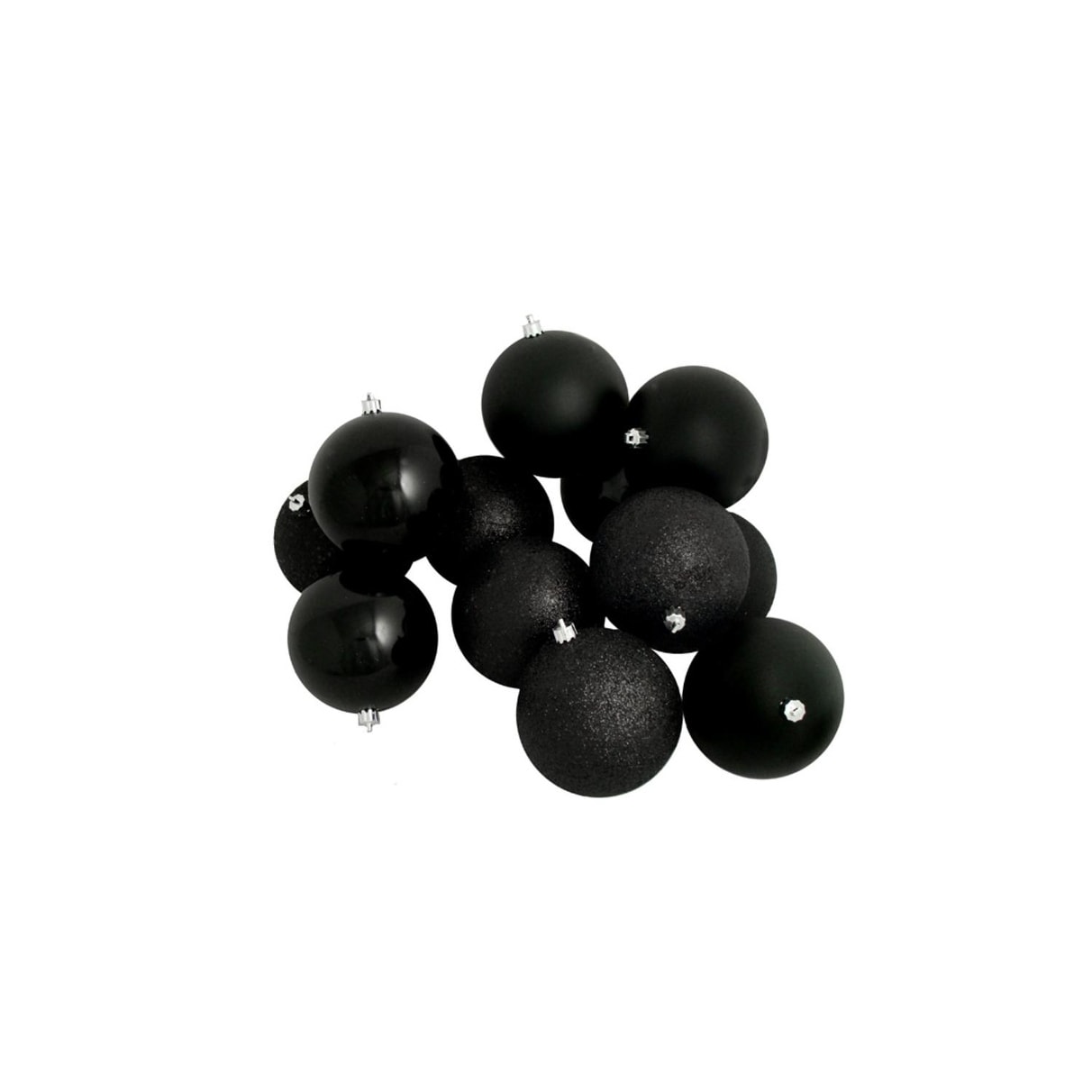 12ct Black Shatterproof 4-Finish Christmas Ball Ornaments 4'' (100mm),  Color: Black - JCPenney