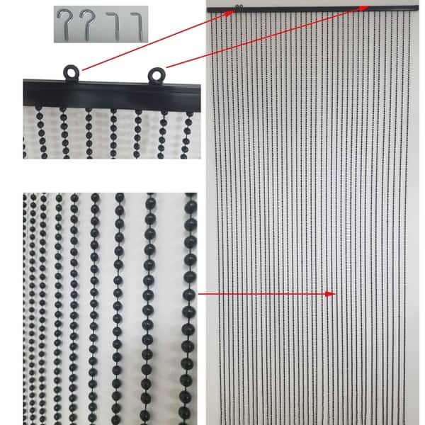 Shop Evideco Round Beads Curtain Doorway 40 Strings Black 86 6 H X