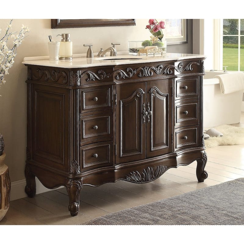 48" Benton Collection Beckham Classic Brown Bathroom Vanity - Cherry Finish - Brown - Single Vanities